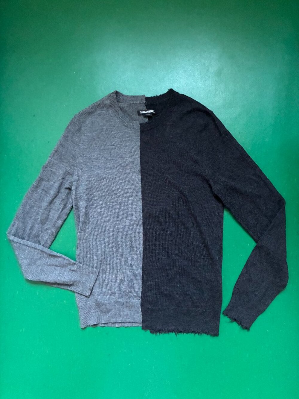 ZADIG & VOLTAIRE  gray two-tone colorblock sweater XS/S, EUC